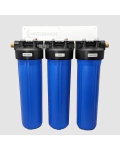 dreistufiger Eisenfilter Triple Big Blue filtert gelöstes Eisen im Wasser