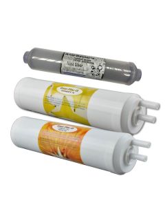 1 x Granulat-Aktivkohlevorfilter CS
1 x Sediment-Vorfilter CS
1 x Aktivkohlenachfilter (antibakteriell)