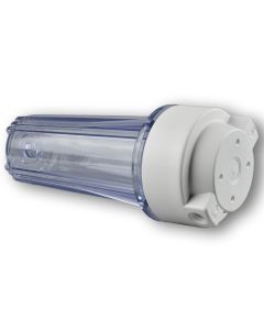 Filtergehäuse 10'' transparent mit doppeltem Dichtungsring - einzeln mit Kopf - Anschluß 1/4'' Innengewinde