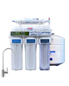 QuaRO PUR Klassische fünfstufige Osmoseanlage mit Tank und Edelstahl-Osmosehahn