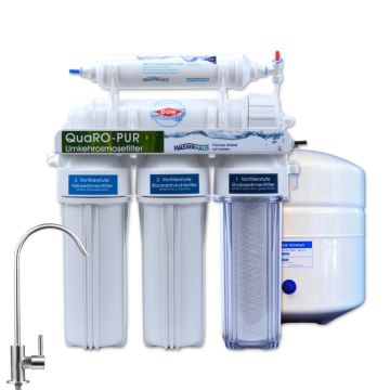 QuaRO PUR Klassische fünfstufige Osmoseanlage mit Tank und Edelstahl-Osmosehahn