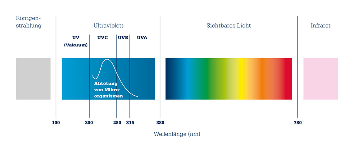 Grafik: Prinzip der UV-Desinfektion, Quelle: UST Gera Grafik: Prinzip der UV-Desinfektion, Quelle: UST Gera