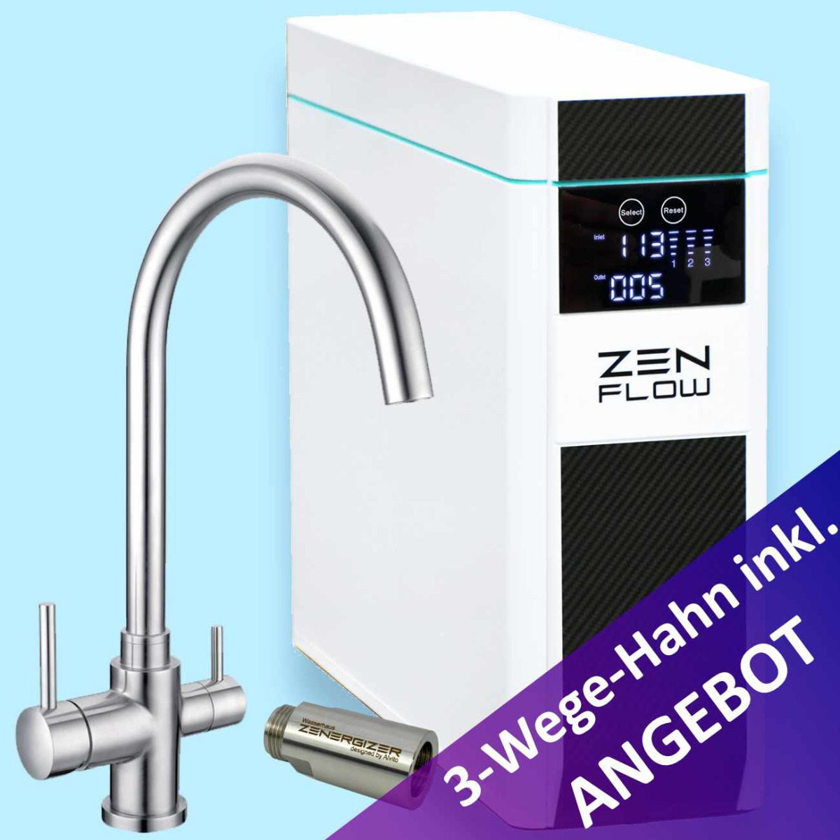 VANCOUVER Edelstahl 3-Wege-Armatur VANCOUVER Edelstahl 3-Wege-Armatur für Osmoseanlagen