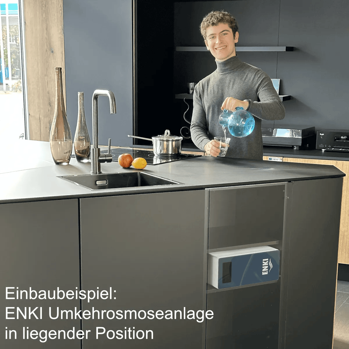 Dank der ENKI Direct-Flow-Osmoseanlage genießen Sie gefiltertes Wasser auf Knopfdruck